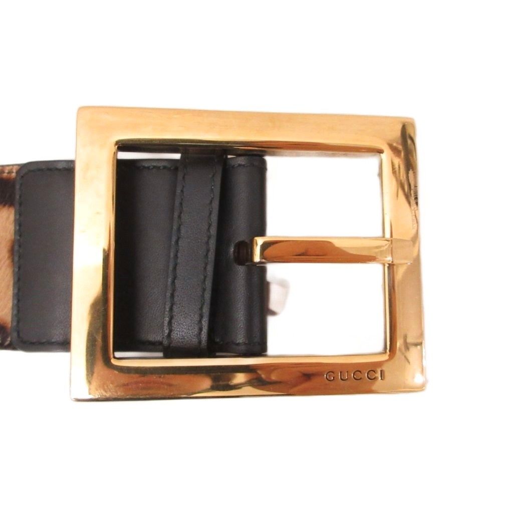 Gucci Wide Belt Calf Hair Leopard Square Buckle — view 2