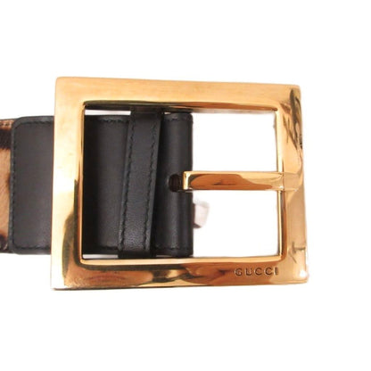 Gucci Wide Belt Calf Hair Leopard Square Buckle — view 2