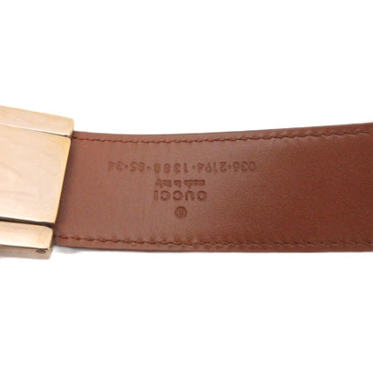 Gucci Square Buckle Leather Belt Logo Stamp Black Gold Tone — view 7
