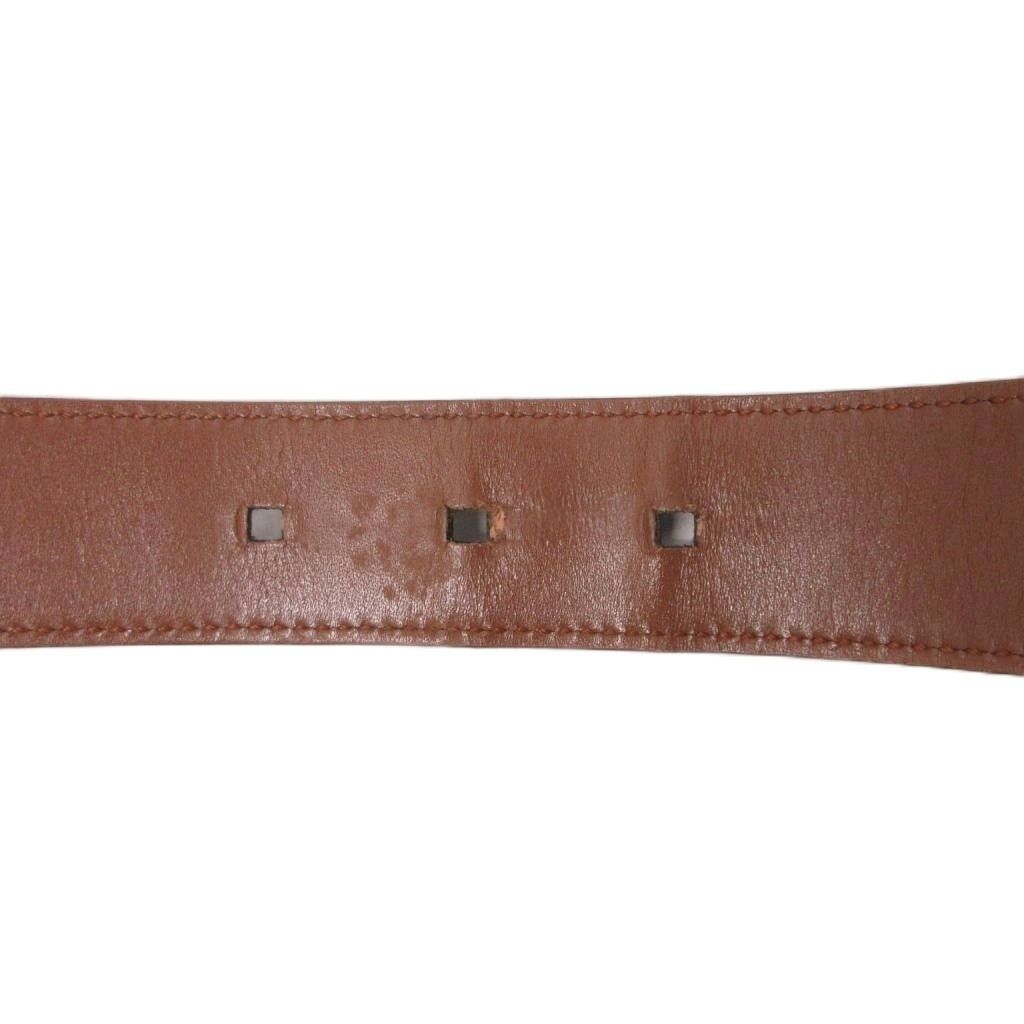 Gucci Square Buckle Leather Belt Logo Stamp Black Gold Tone — view 6