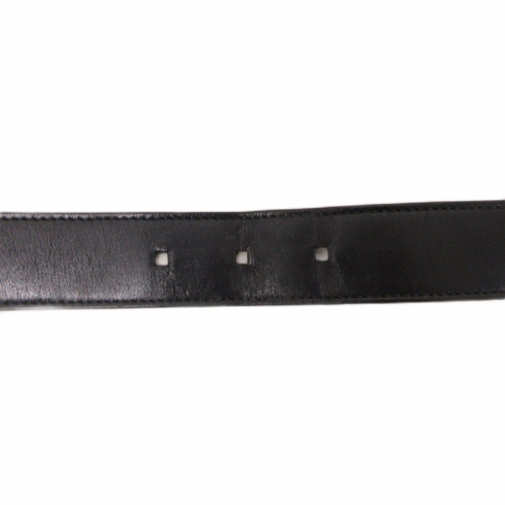 Gucci Square Buckle Leather Belt Logo Stamp Black Gold Tone — view 5