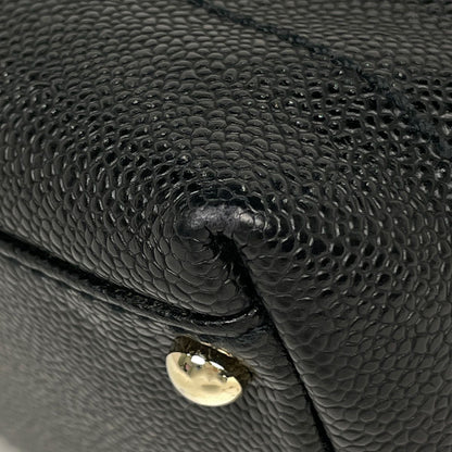 Chanel Shoulder Bag CC Logo Wood Chain Caviar Leather Black — view 3