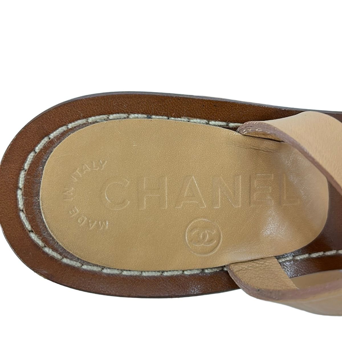 Chanel Sandals Beige Leather — view 5