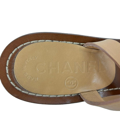 Chanel Sandals Beige Leather — view 5