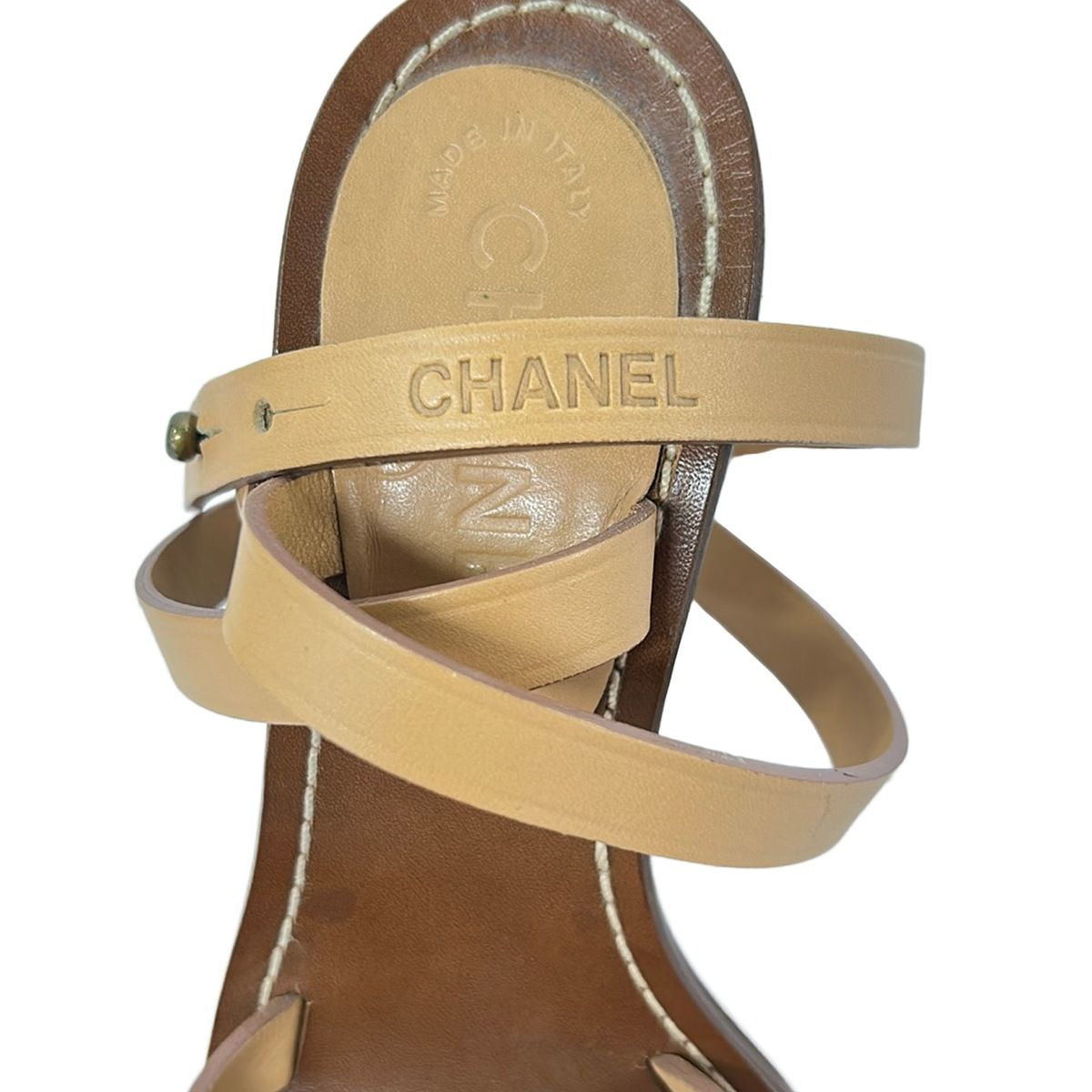 Chanel Sandals Beige Leather — view 7