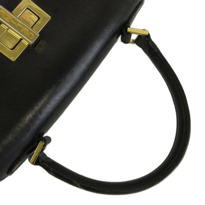 Celine Vintage Handbag Shoulder 2-Way Leather One Handle Turnlock Logo Gold — view 7