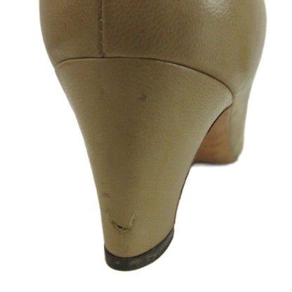Chanel Pumps Leather Pointed Toe Middle Heels CC Logo Beige — view 8