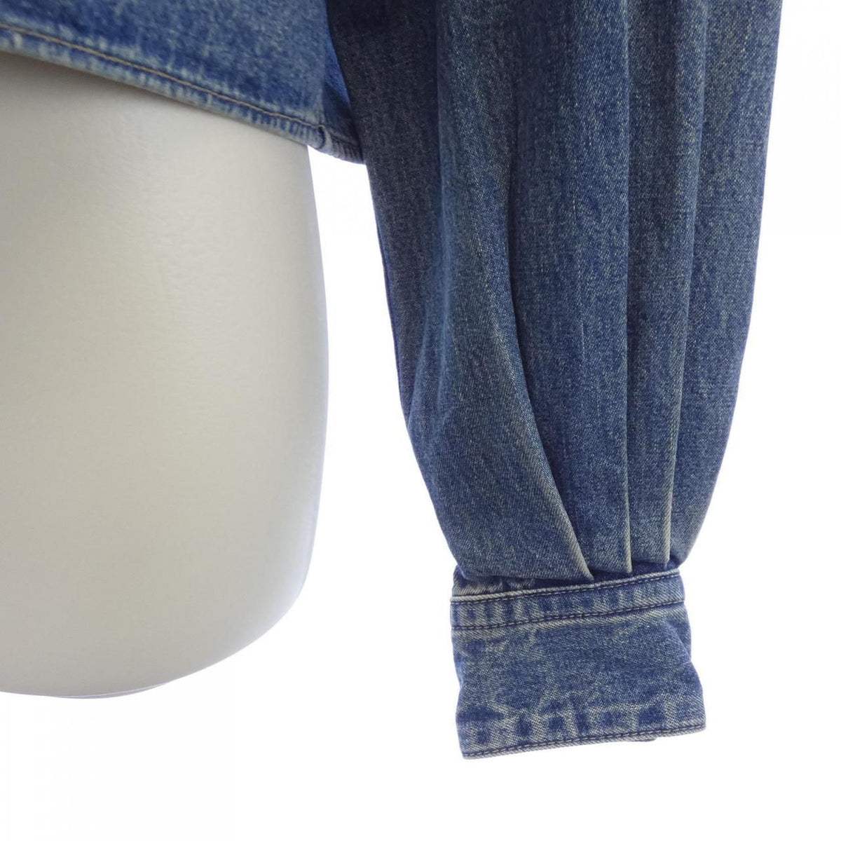 Celine Union Chien Wash Denim Cropped Shirt Triomphe — view 6