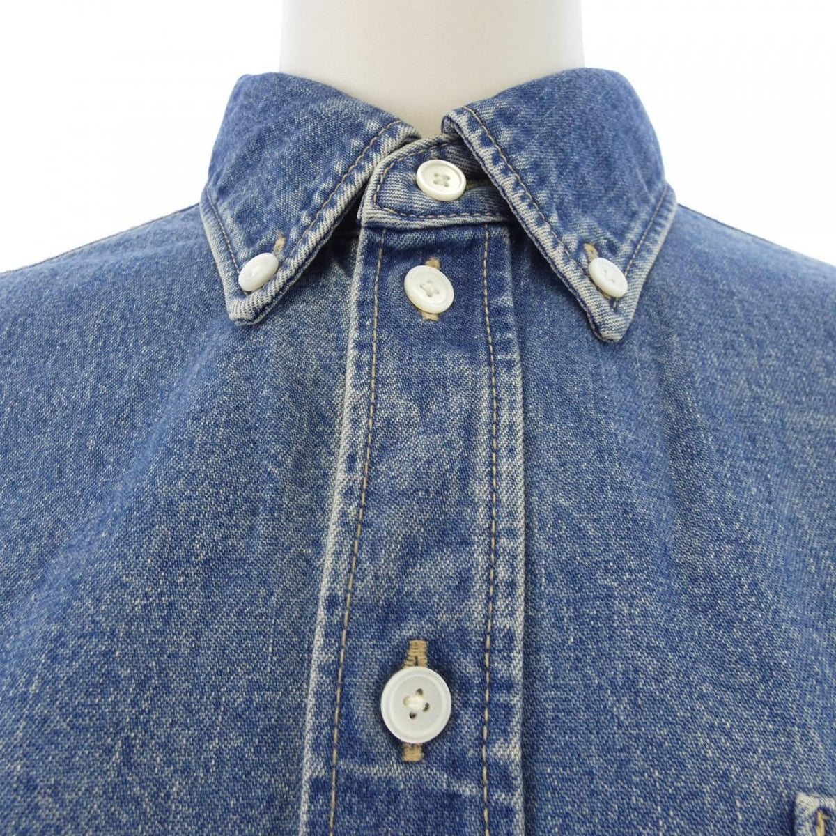 Celine Union Chien Wash Denim Cropped Shirt Triomphe — view 5