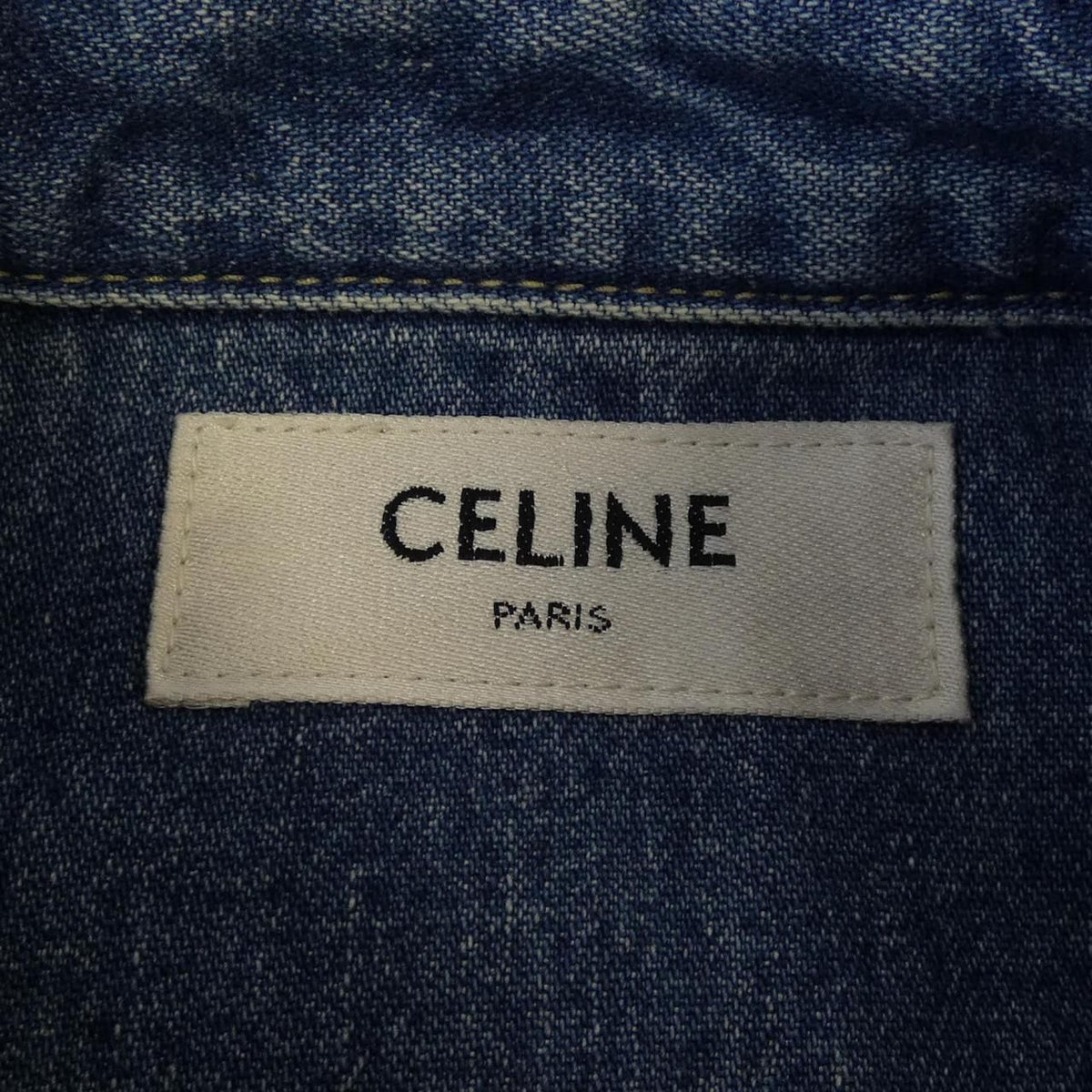 Celine Union Chien Wash Denim Cropped Shirt Triomphe — view 4