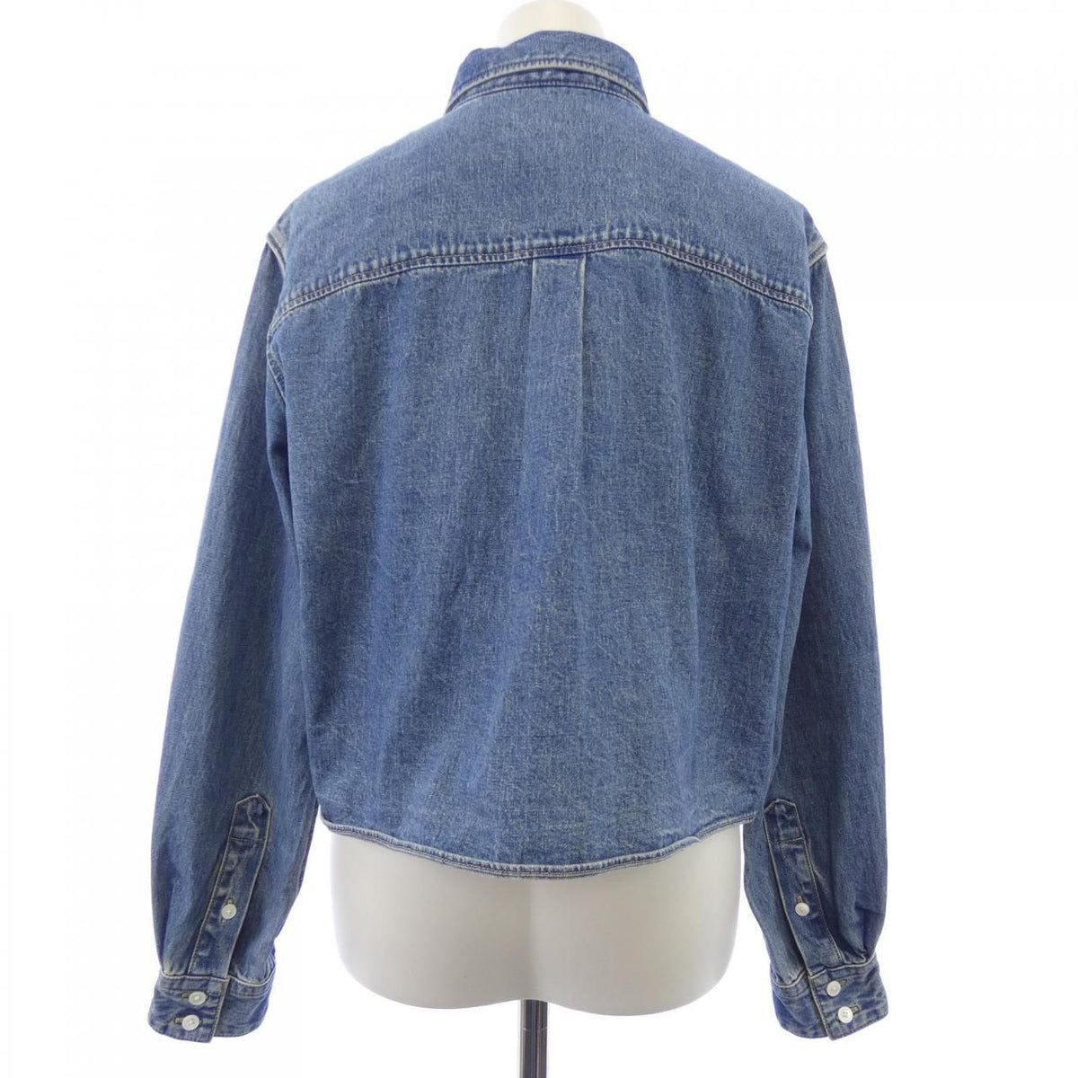 Celine Union Chien Wash Denim Cropped Shirt Triomphe — view 2