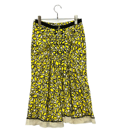 Louis Vuitton Flower Print Long Skirt Silk 100% 38 — view 2