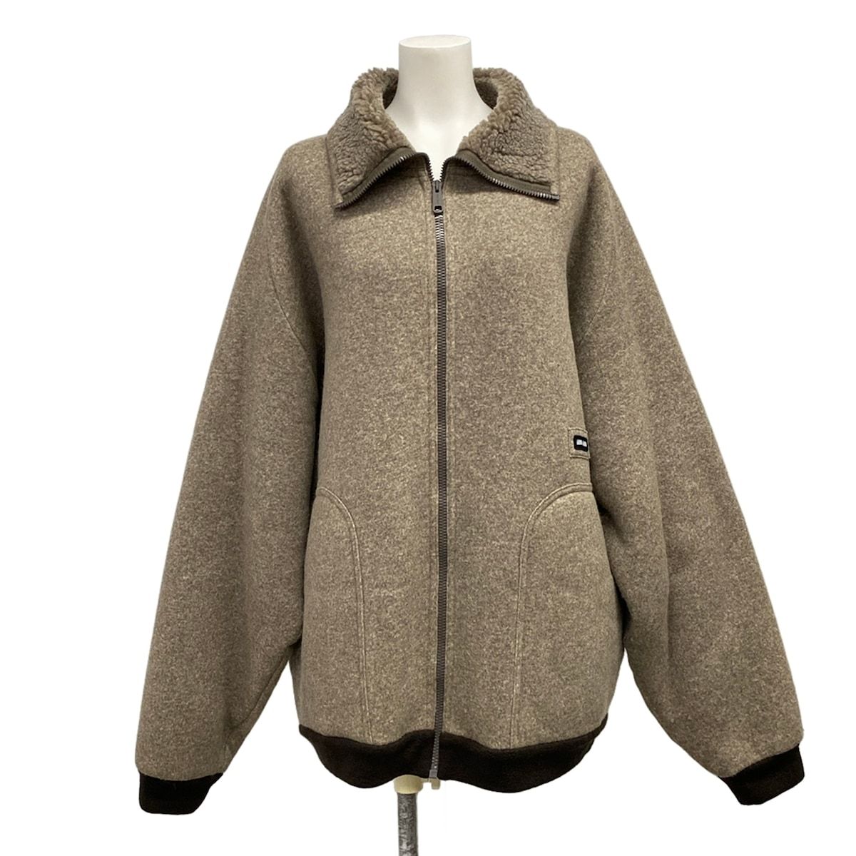 Miu Miu Jacket Cotton Fleece Zipper Greige Long Sleeve