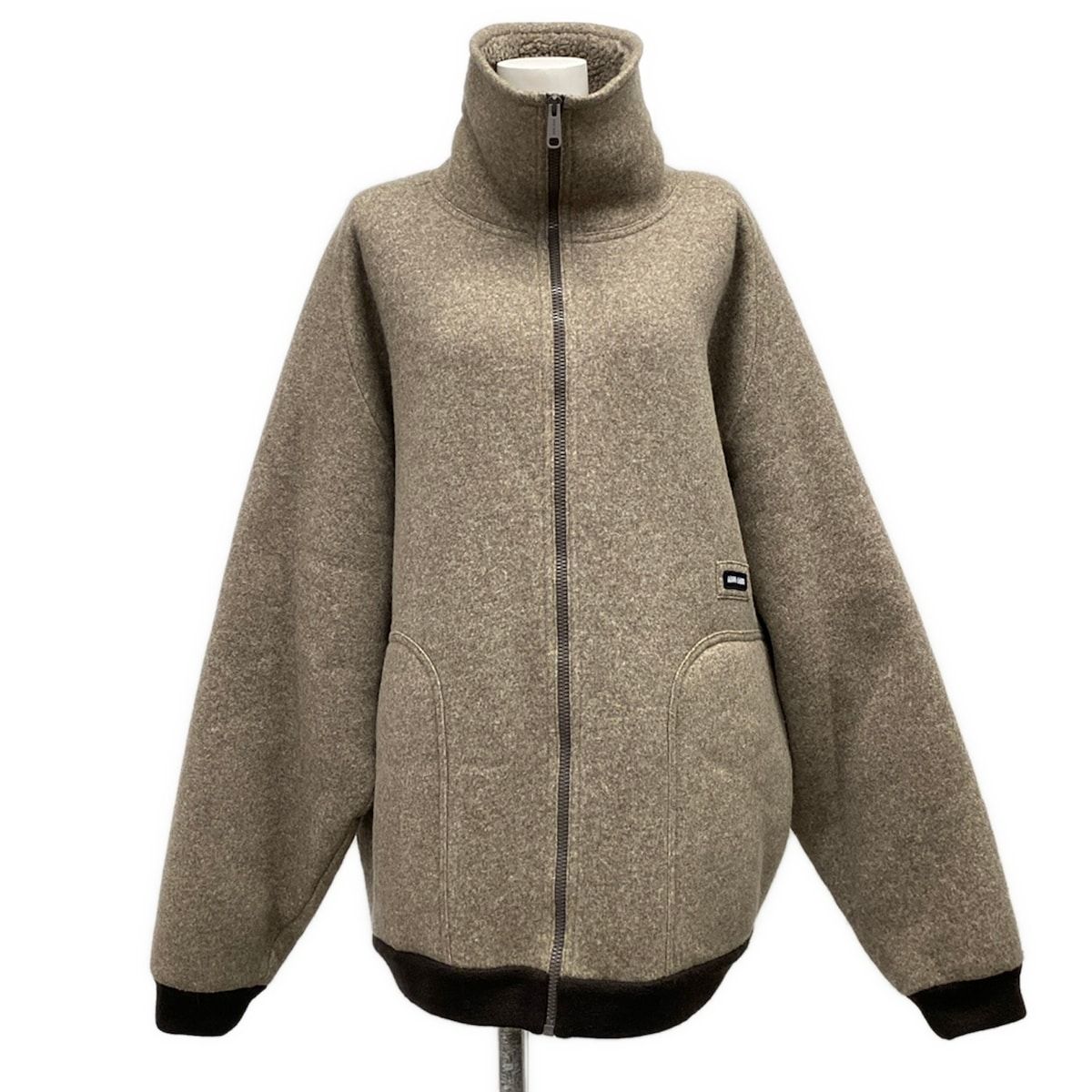 Miu Miu Jacket Cotton Fleece Zipper Greige Long Sleeve — view 3