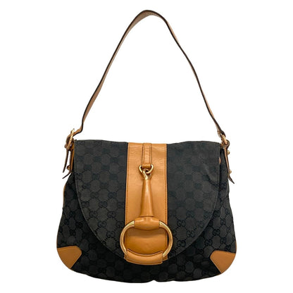 Gucci Shoulder Bag Horsebit Navy Leather