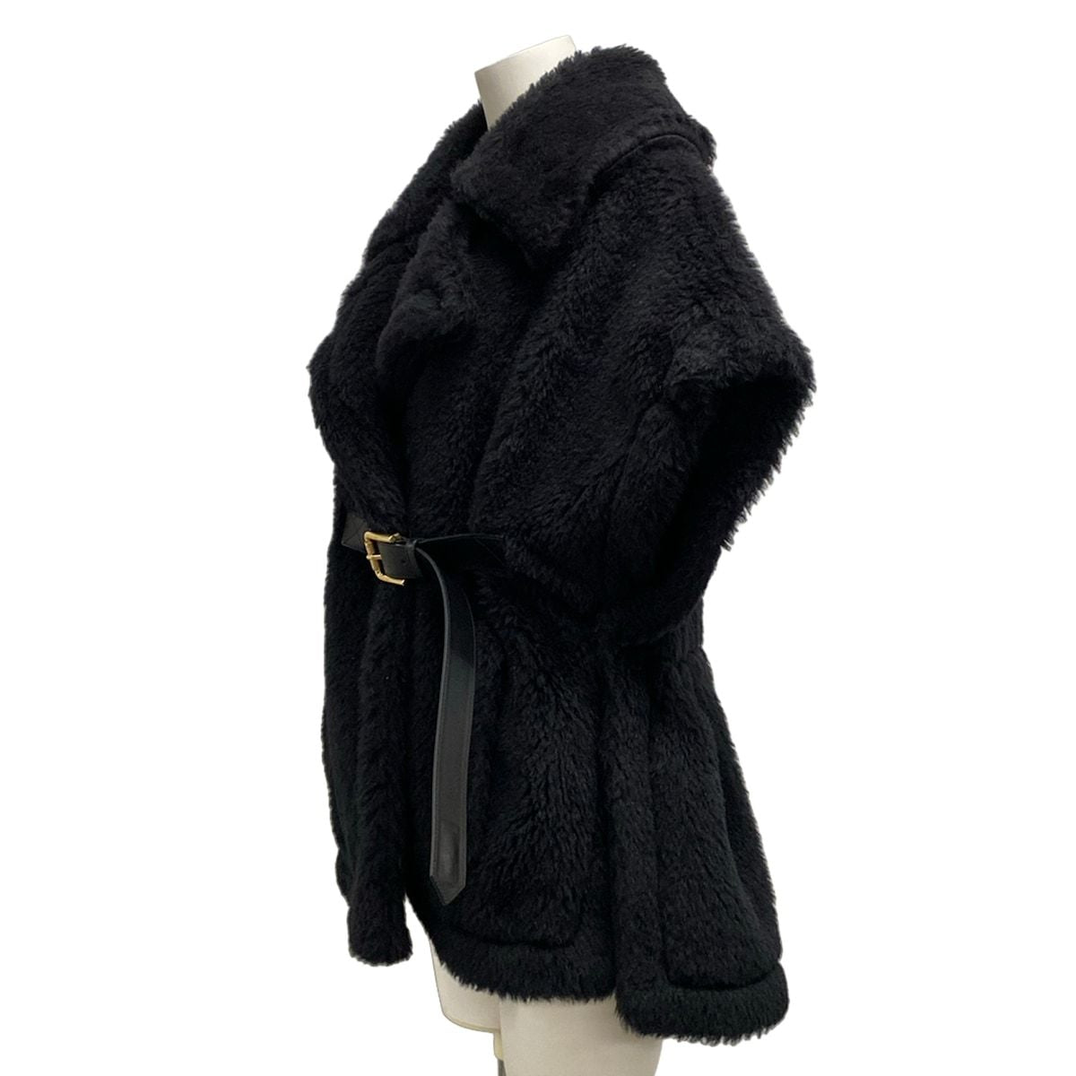 Max Mara Poncho SM New Ababo Teddy Bear Cape Black Winter Wool Alpaca — view 3
