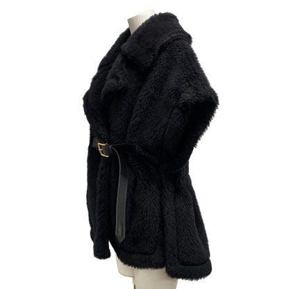 Max Mara Poncho SM New Ababo Teddy Bear Cape Black Winter Wool Alpaca — view 3