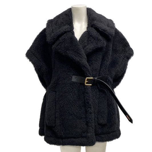Max Mara Poncho SM New Ababo Teddy Bear Cape Black Winter Wool Alpaca