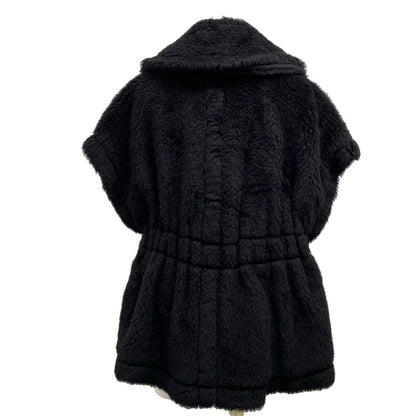 Max Mara Poncho SM New Ababo Teddy Bear Cape Black Winter Wool Alpaca — view 2