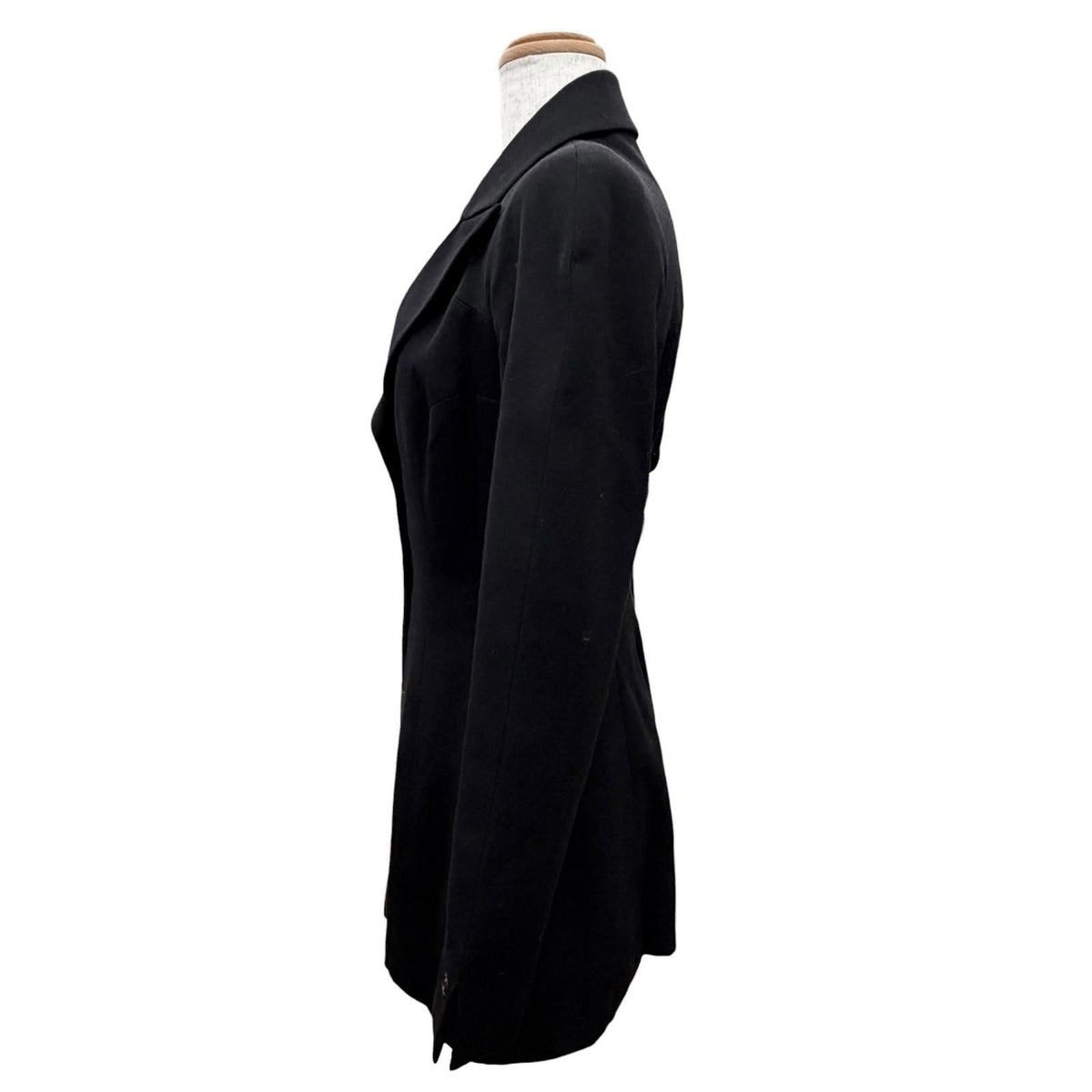 Chanel Vintage 02A Wool 100% CC Logo Tuck Button Peak Lapel Jacket Black 34 — view 3
