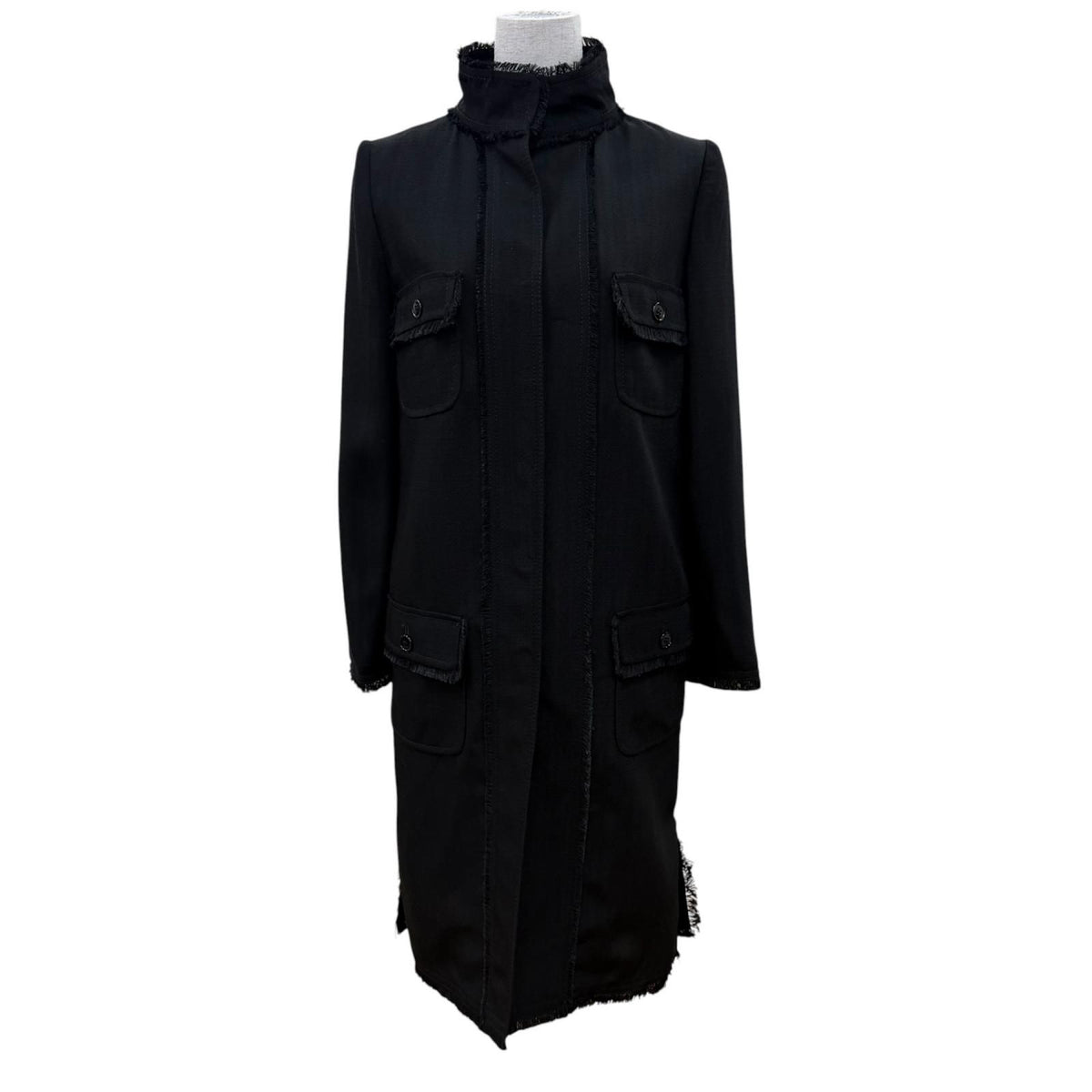 Dolce & Gabbana Long Length Stand Collar Coat Black Garment Included 36