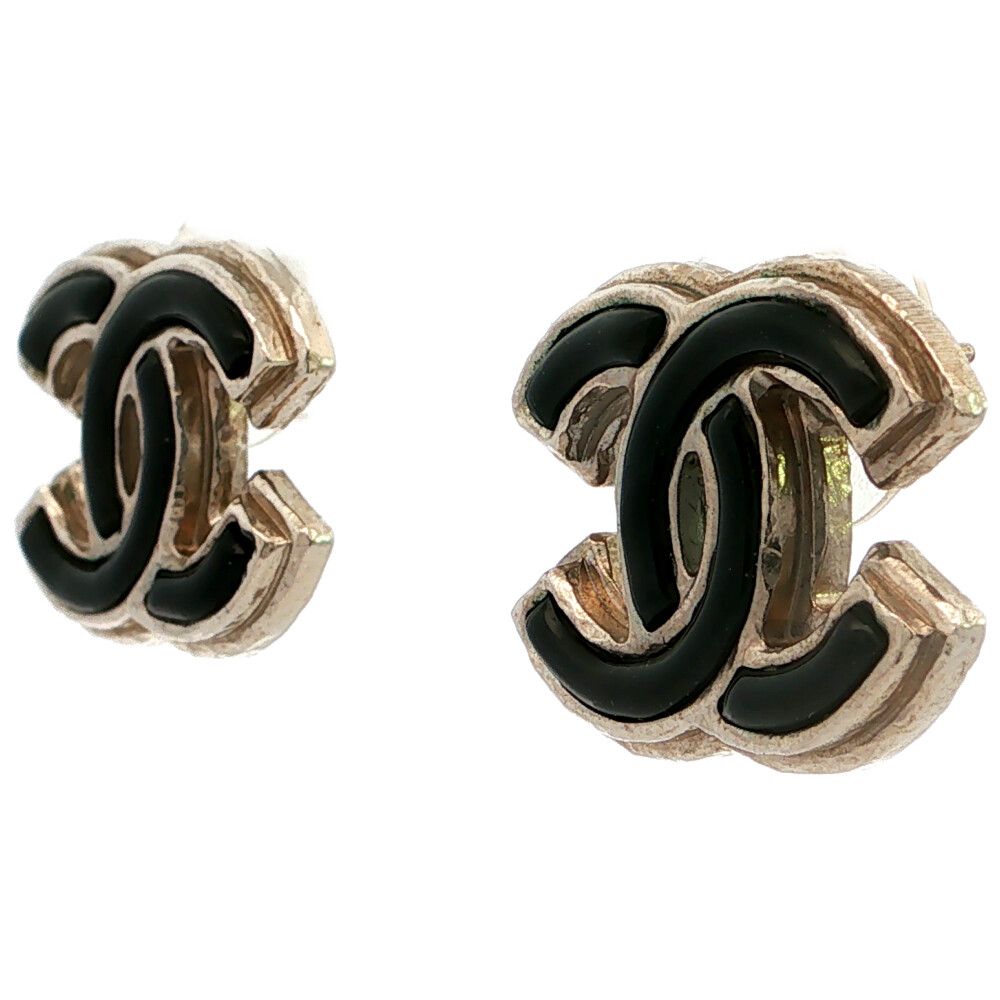 Chanel Rhinestone CC Logo Alloy Earrings Plated Silver — view 2