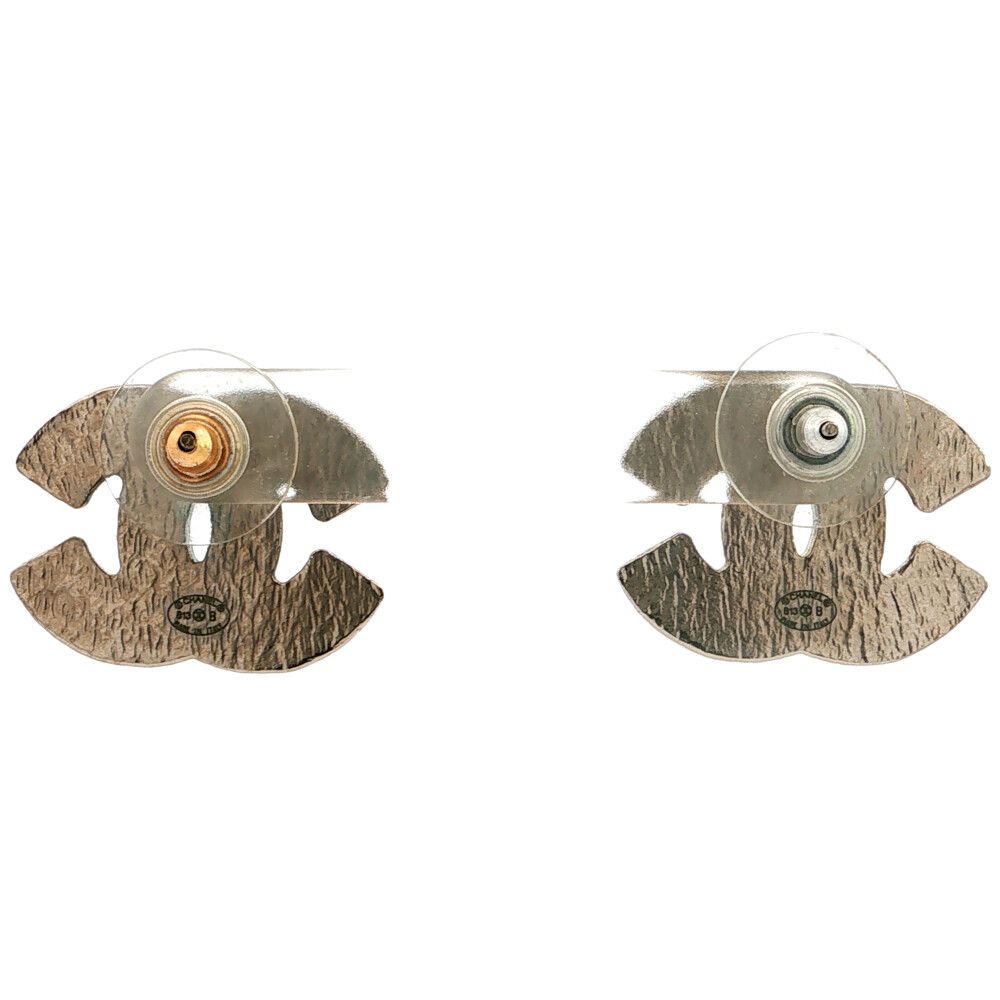 Chanel Rhinestone CC Logo Alloy Earrings Plated Silver — view 3