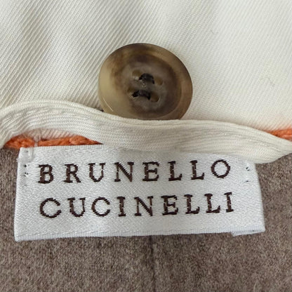 Brunello Cucinelli Wool Cotton Snap Button Down Vest Gilet White Brown 48 — view 7