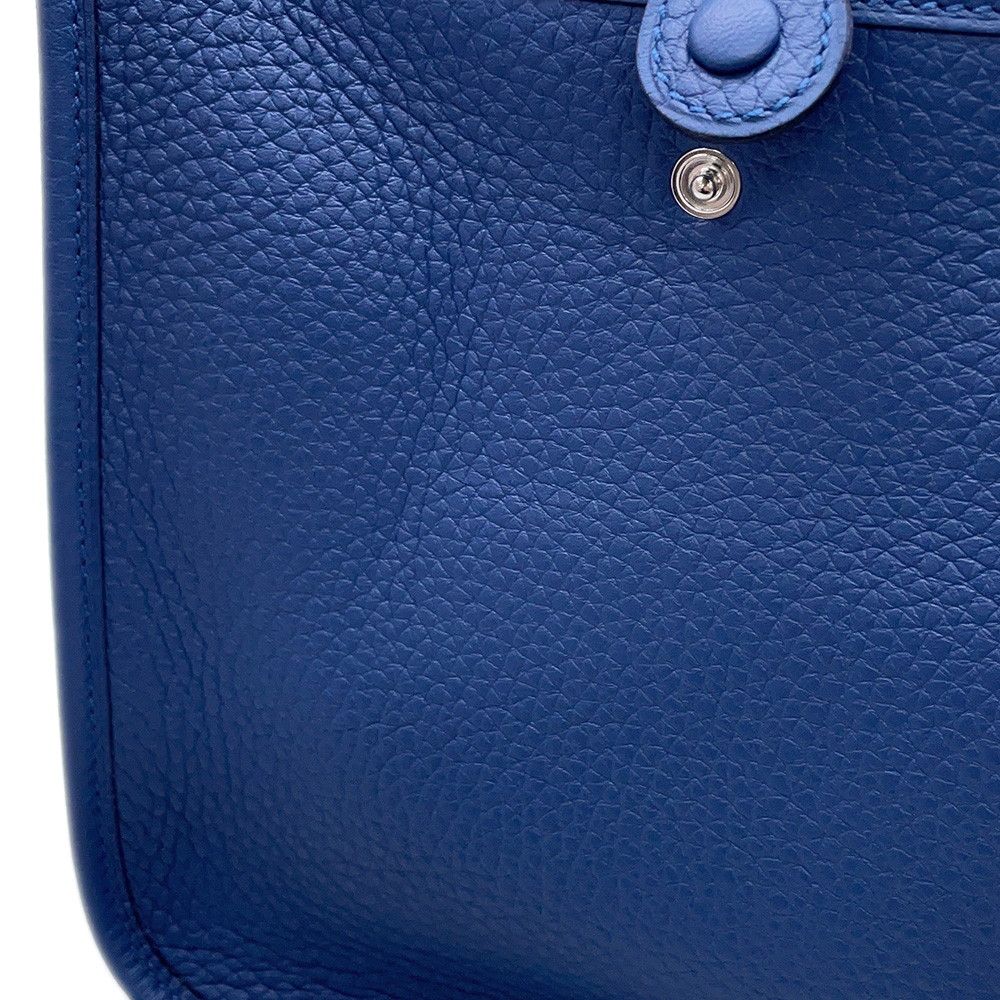 Hermes Shoulder Bag Evelyne TPM 111 Amazon Blue Tie Silver Taurillon Clemence — view 5