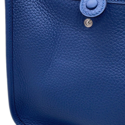 Hermes Shoulder Bag Evelyne TPM 111 Amazon Blue Tie Silver Taurillon Clemence — view 5