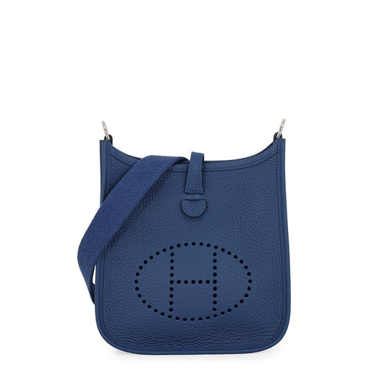 Hermes Shoulder Bag Evelyne TPM 111 Amazon Blue Tie Silver Taurillon Clemence