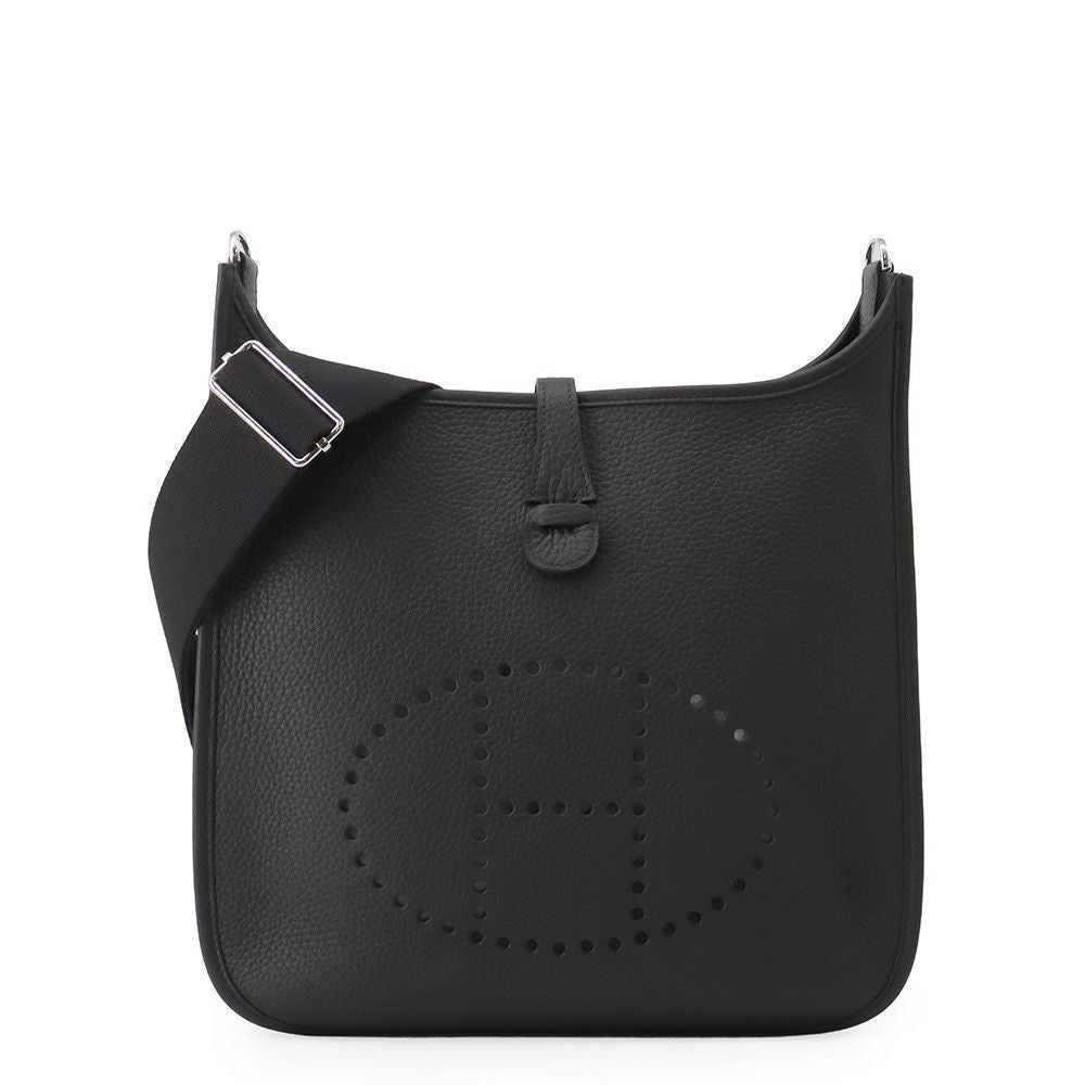Hermes Shoulder Bag Evelyne 3 PM Black Silver Taurillon Clemence