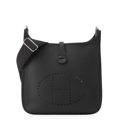 Hermes Shoulder Bag Evelyne 3 PM Black Silver Taurillon Clemence