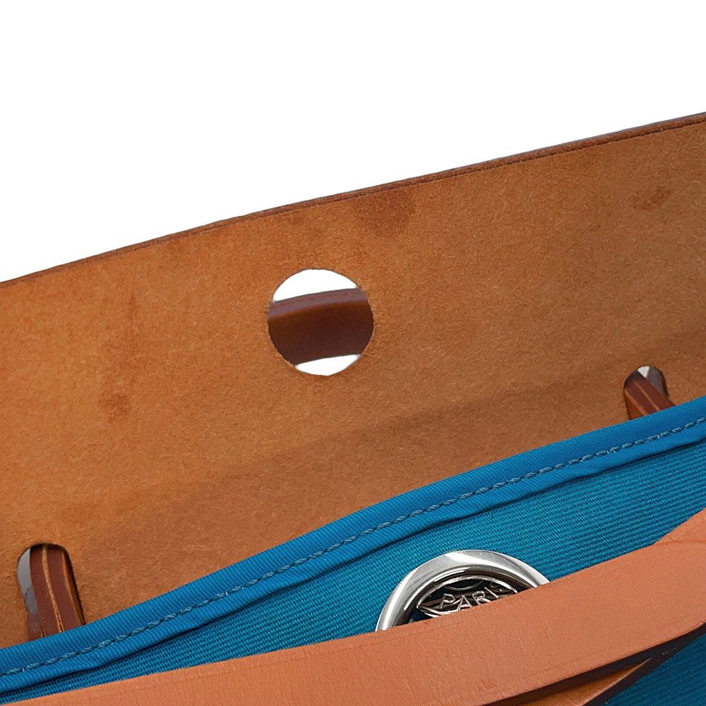Hermes Herbag Zip PM Blue Dogalis Fauve Silver Toile Officier Vache Hunter — view 8