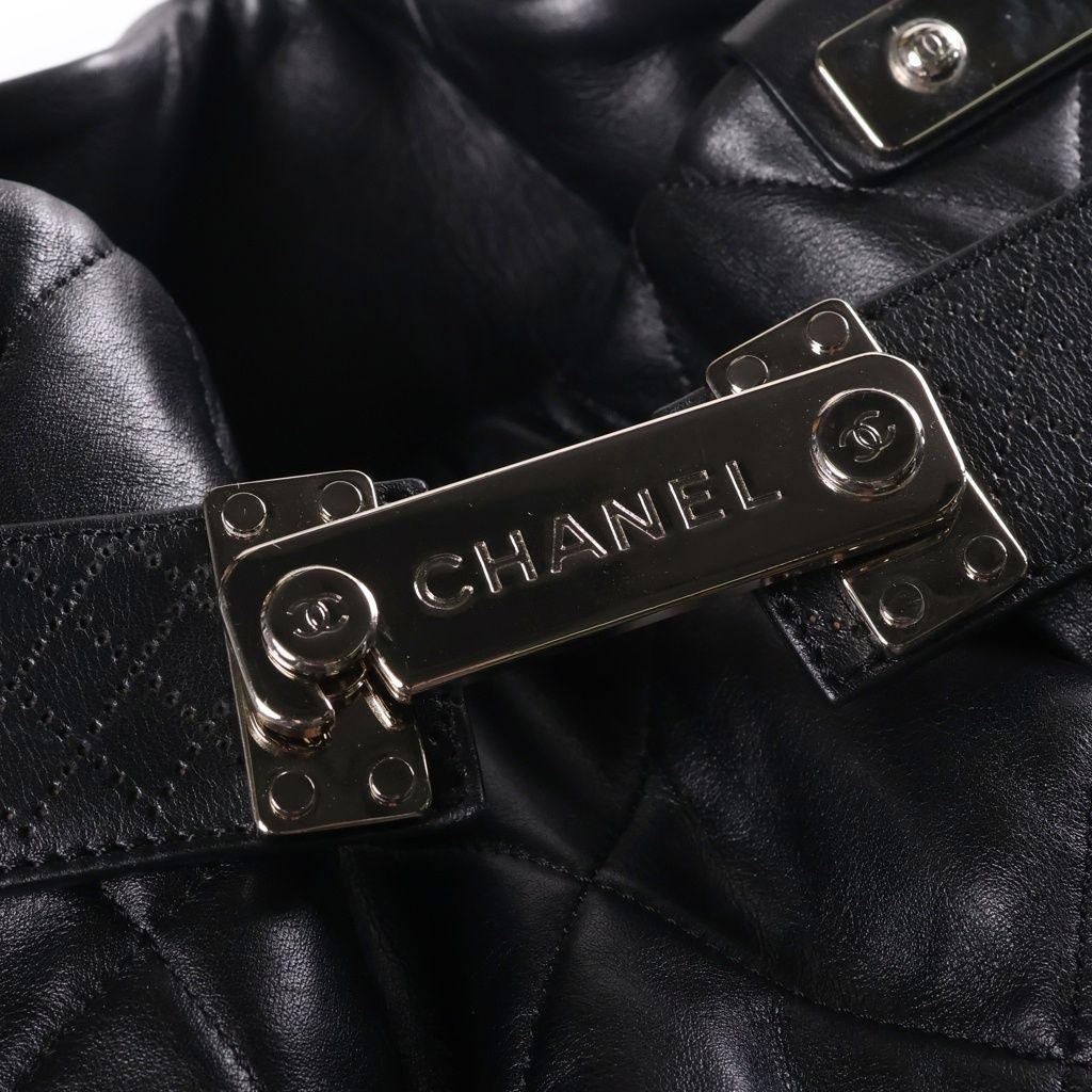 Chanel Paris London Door Latch Tote Bag Lambskin Black Silver 12 — view 7
