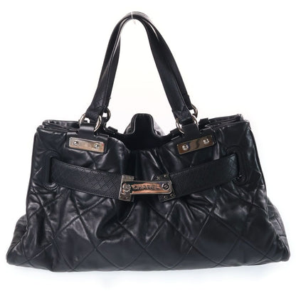 Chanel Paris London Door Latch Tote Bag Lambskin Black Silver 12