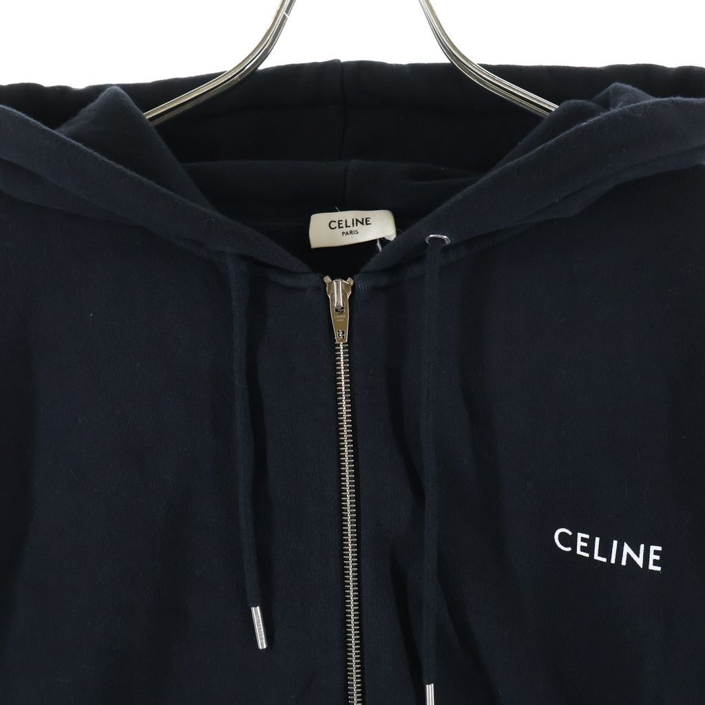 Celine Front Logo Zip Up Pullover Sweatshirt Hoodie Black — view 3
