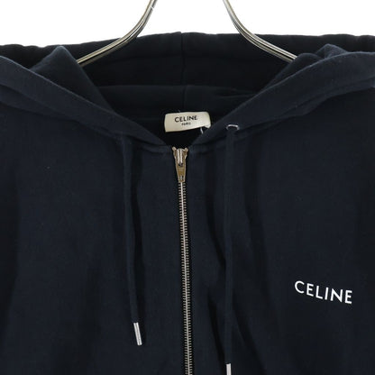 Celine Front Logo Zip Up Pullover Sweatshirt Hoodie Black — view 3