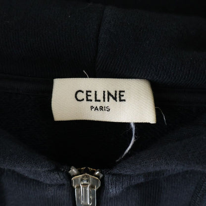 Celine Front Logo Zip Up Pullover Sweatshirt Hoodie Black — view 7