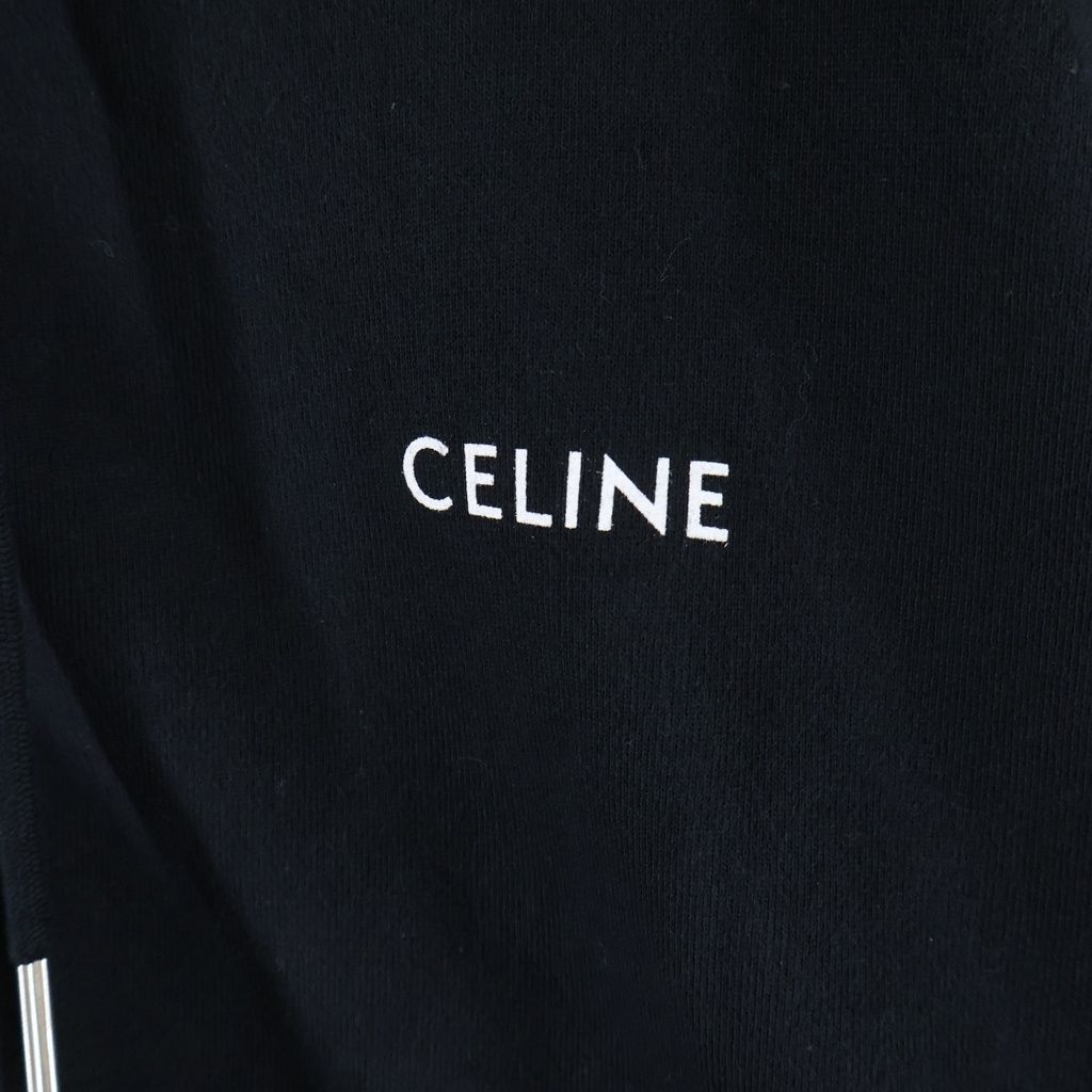 Celine Front Logo Zip Up Pullover Sweatshirt Hoodie Black — view 5