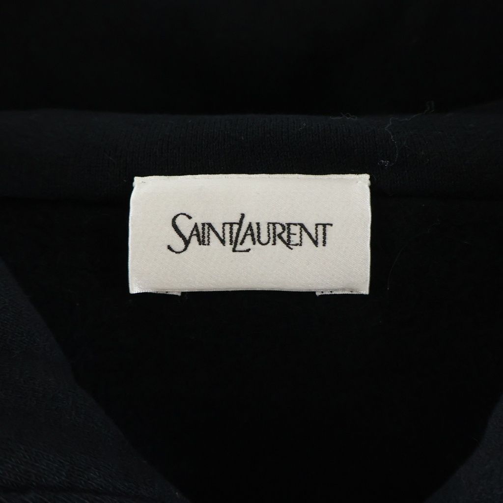 Saint Laurent Paris Half Zip Logo Hoodie Embroidery Sweatshirt Pullover Black — view 6