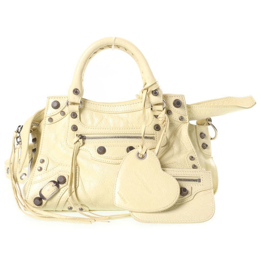 Balenciaga Neo Cagole 2-Way Shoulder Bag Light Yellow Leather S Silver