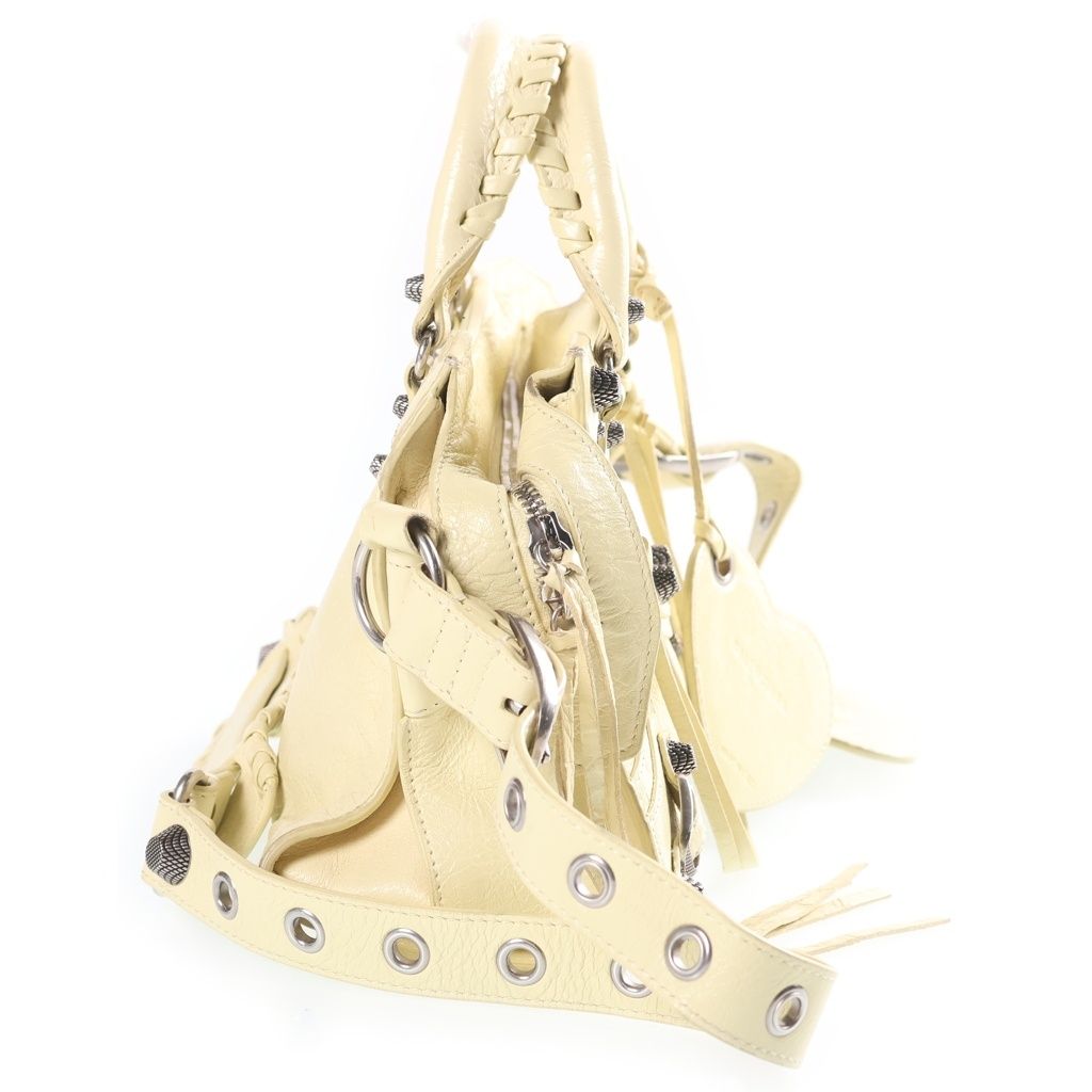 Balenciaga Neo Cagole 2-Way Shoulder Bag Light Yellow Leather S Silver — view 3