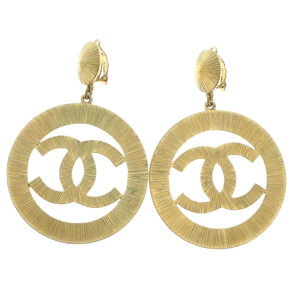 Chanel Big CC Logo Earrings Gold