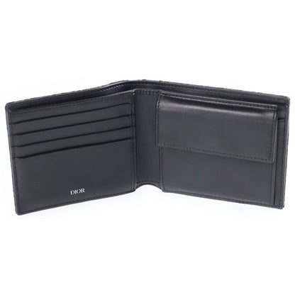 Dior Oblique Bifold Wallet Compact Card Case Black Leather Canvas — view 5