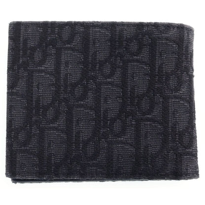 Dior Oblique Bifold Wallet Compact Card Case Black Leather Canvas — view 2