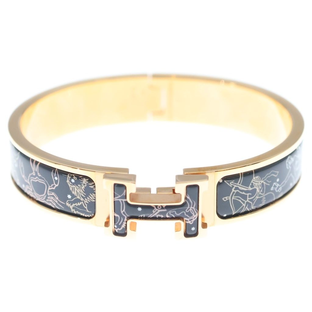 Hermes Clic H Bracelet Zodiac 18k Pink Gold Navy