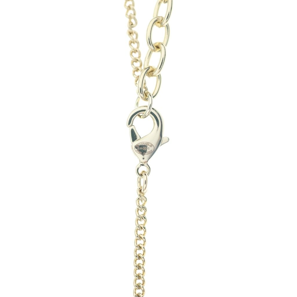 Chanel CC Logo Pendant Chain Gold Pink — view 5