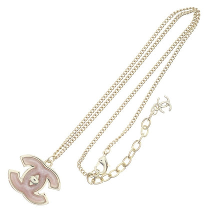 Chanel CC Logo Pendant Chain Gold Pink — view 2