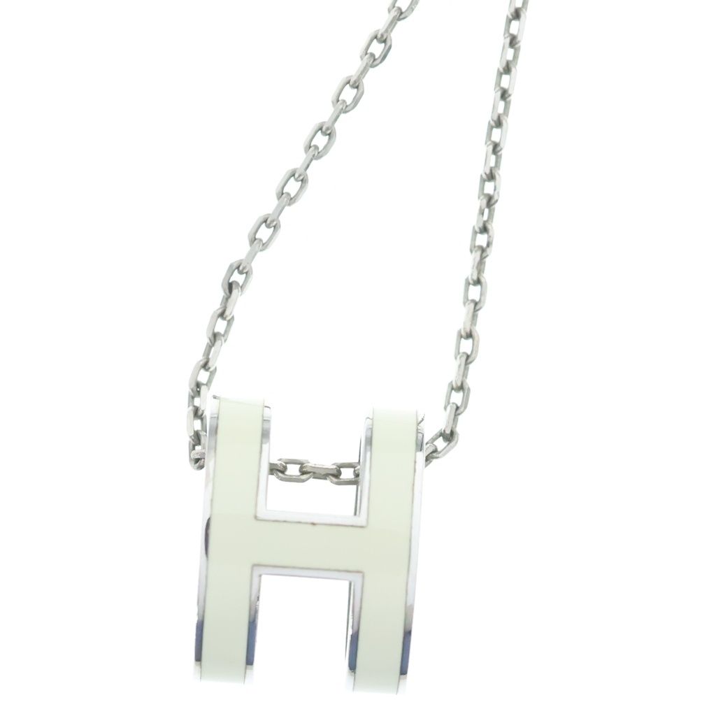 Hermes Pop H Pendant Chain Silver Ivory — view 3